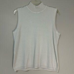 White Stag Women’s Sleeveless White Ribbed Top, Size L